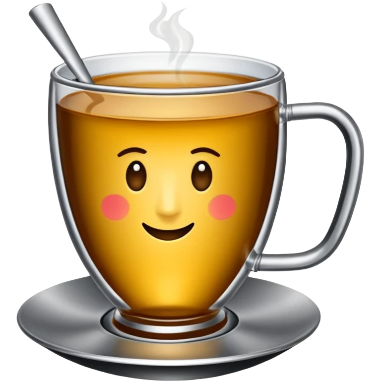 İnce belli kum saati şeklinde bir bardakta tavşan kanı renginde çay içinde de demir bir çay kaşığı  emoji