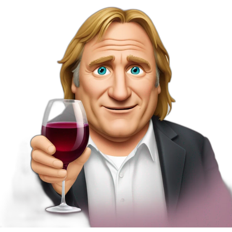 Gérard Depardieu avec verre de vin rouge emoji