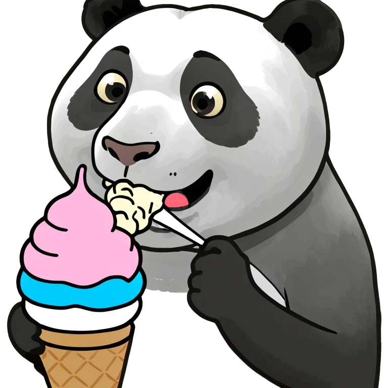 Panda eating ice cream emoji