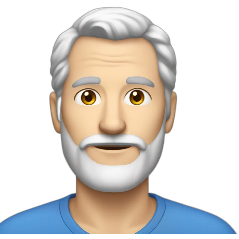 bold white man with a beard around 50yo with blue shirt emoji