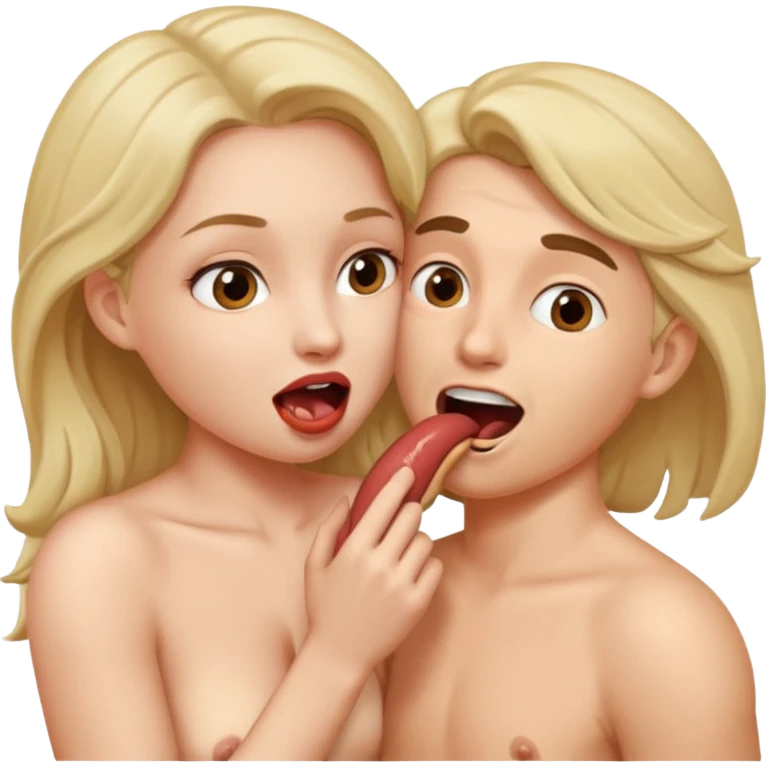 나체의 여성이 남성의 성기를 물고 있다 emoji