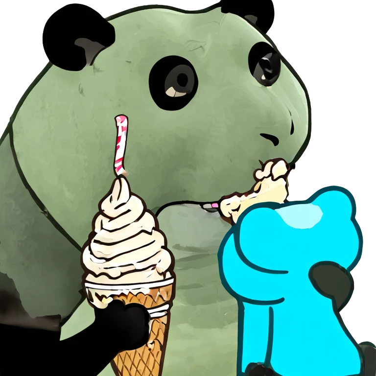 Panda eating ice cream emoji