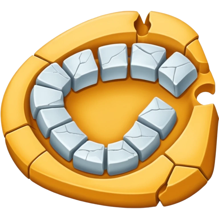 Detached jawbone lying cracked on the ground. emoji