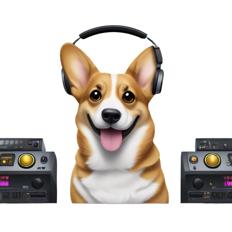 Corgi as a deejay  emoji