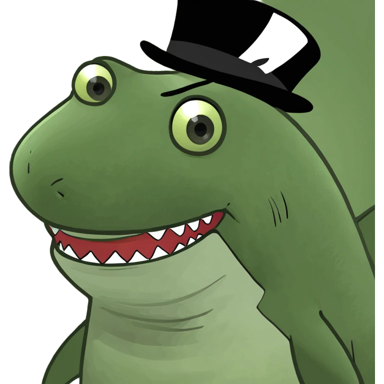 Shark with a top hat emoji