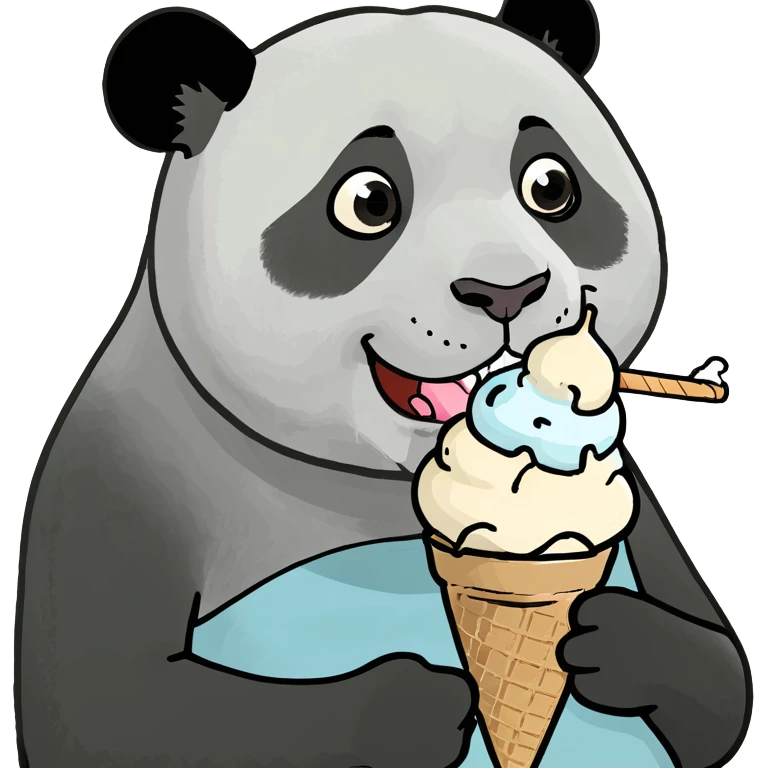 Panda eating ice cream emoji