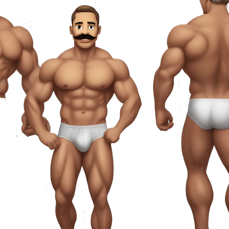gay bodybuilder with mustache in jockstrap underwear realistic emoji