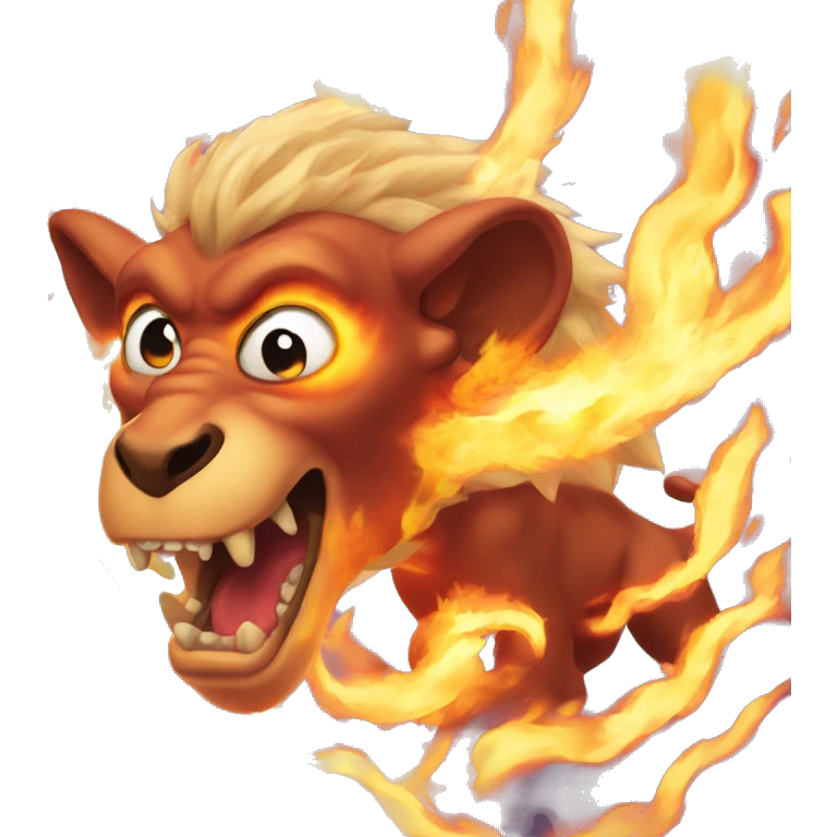 Chimera with a lot of fire around them emoji