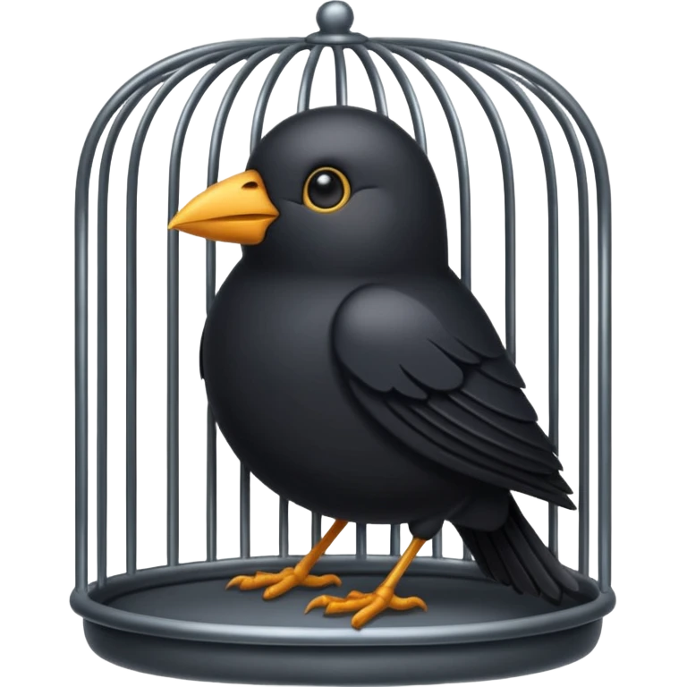 black bird in cage emoji