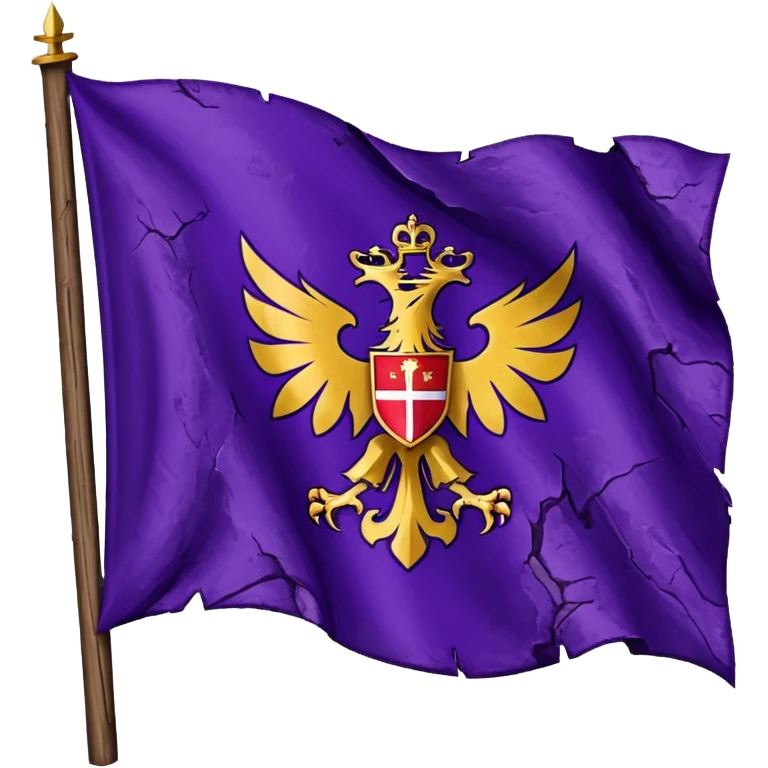 medieval war torn ripped banner purple heraldry flag blowing in wind emoji