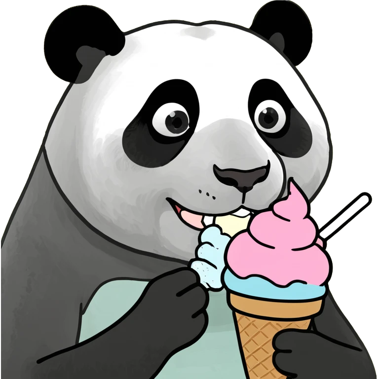 Panda eating ice cream emoji
