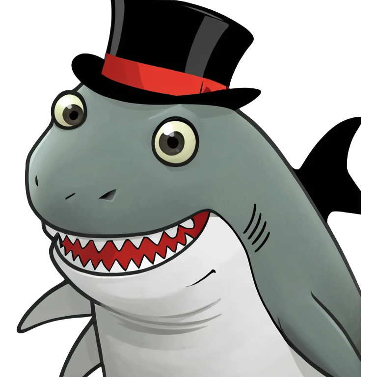 Shark with a top hat emoji