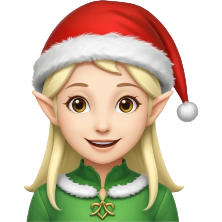 A female elf with santa hat emoji