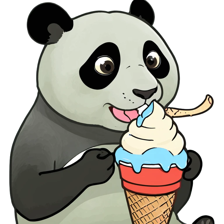 Panda eating ice cream emoji