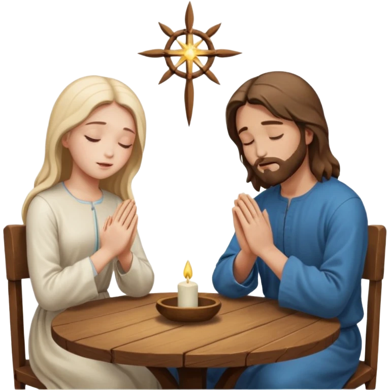 jesus en la mesa orando con una adolescente emoji