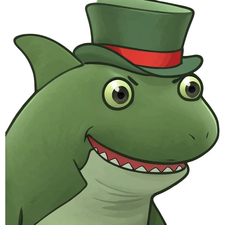 Shark with a top hat emoji