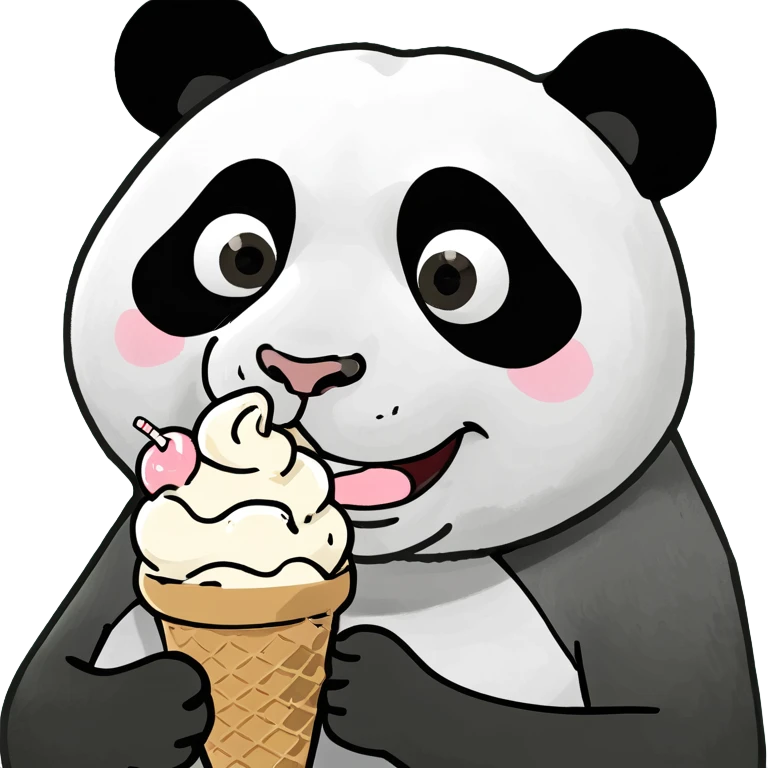 Panda eating ice cream emoji