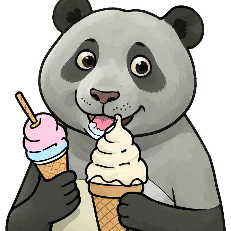 Panda eating ice cream emoji