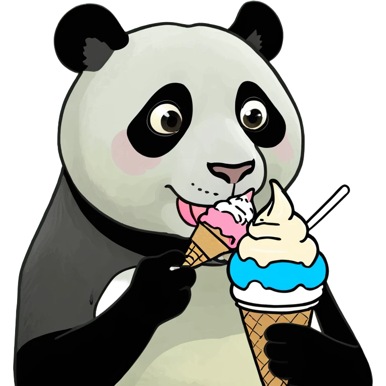 Panda eating ice cream emoji