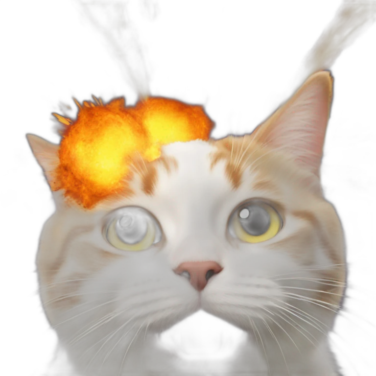 explosion behind a cat emoji