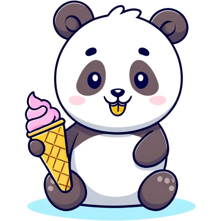 Panda eating ice cream emoji