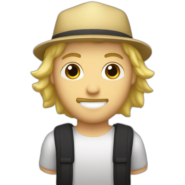 A blond guy with a goatee and a black cap holding a flag that says ratio. emoji