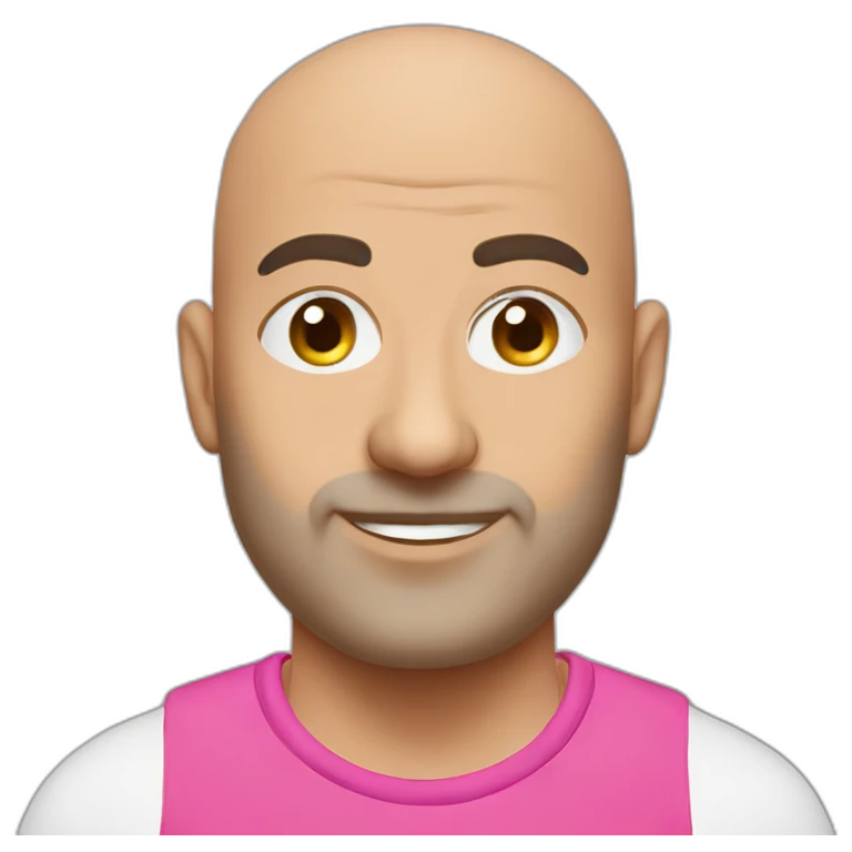 Bald Lebanese agile coach with pink tshirt emoji