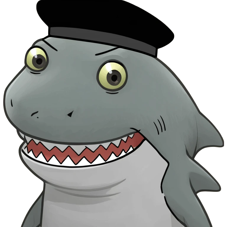 Shark with a top hat emoji