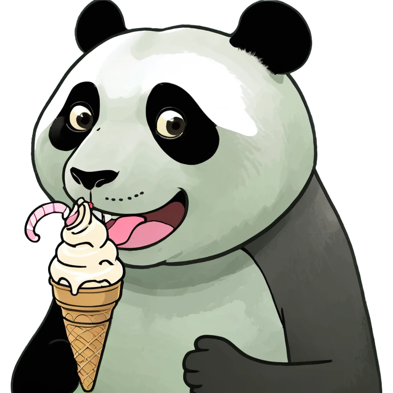 Panda eating ice cream emoji