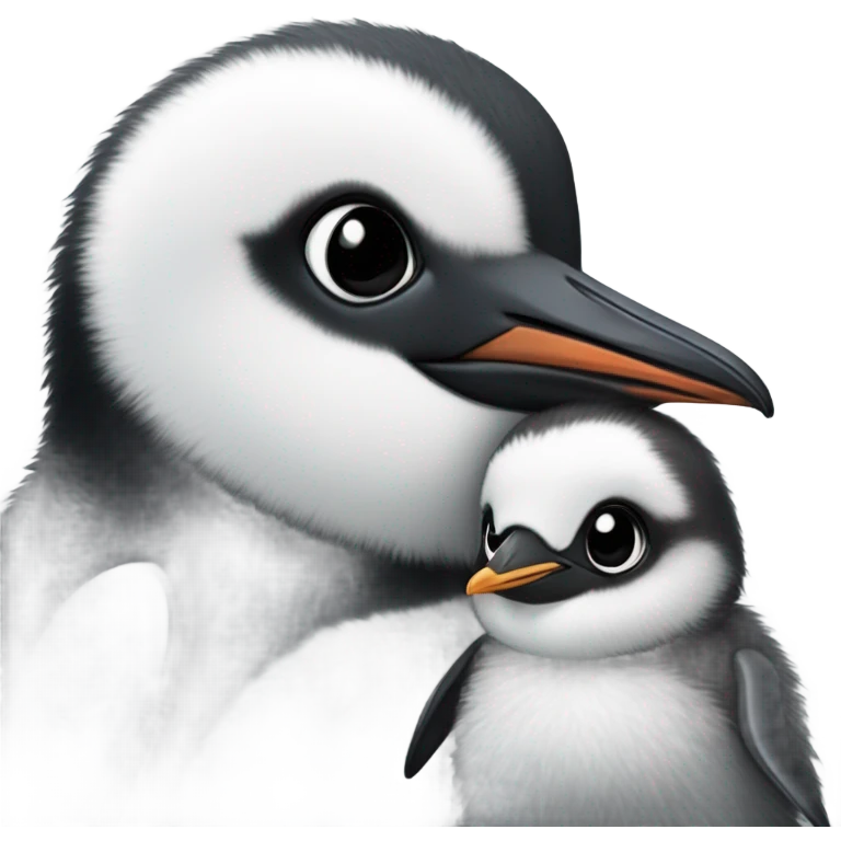 Baby penguin with its mother emoji