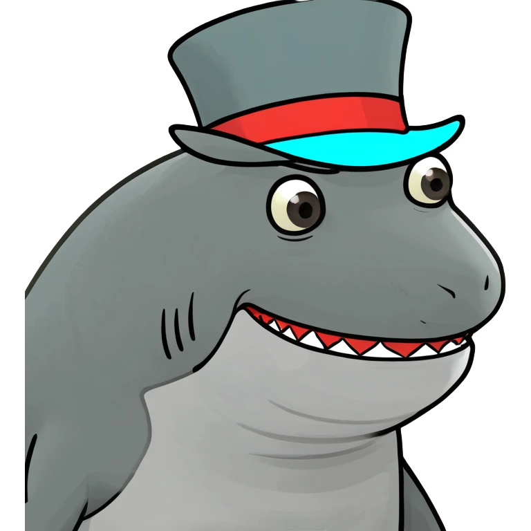 Shark with a top hat emoji