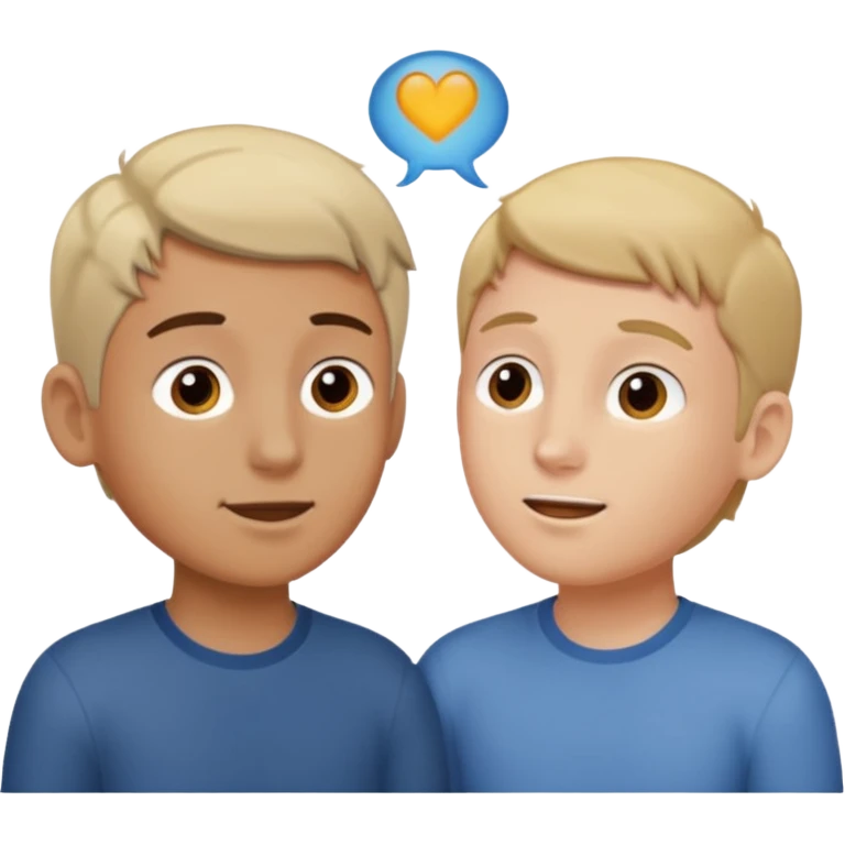 Two boys having a conversation looking at each other. emoji