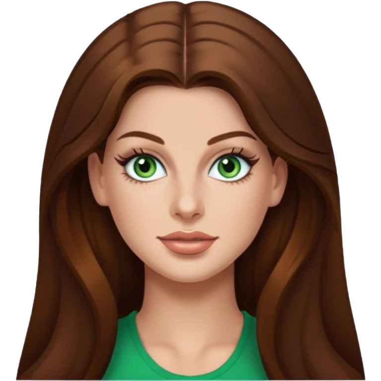 Hannah Stocking green eyes, brown long hair emoji
