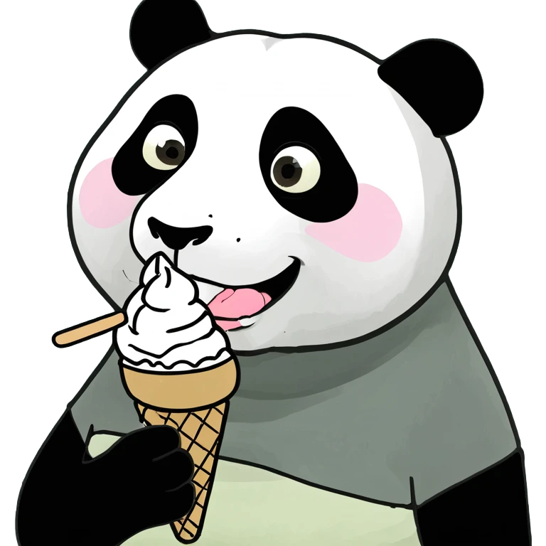Panda eating ice cream emoji