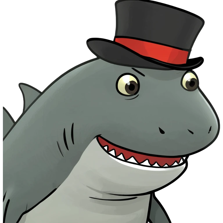 Shark with a top hat emoji