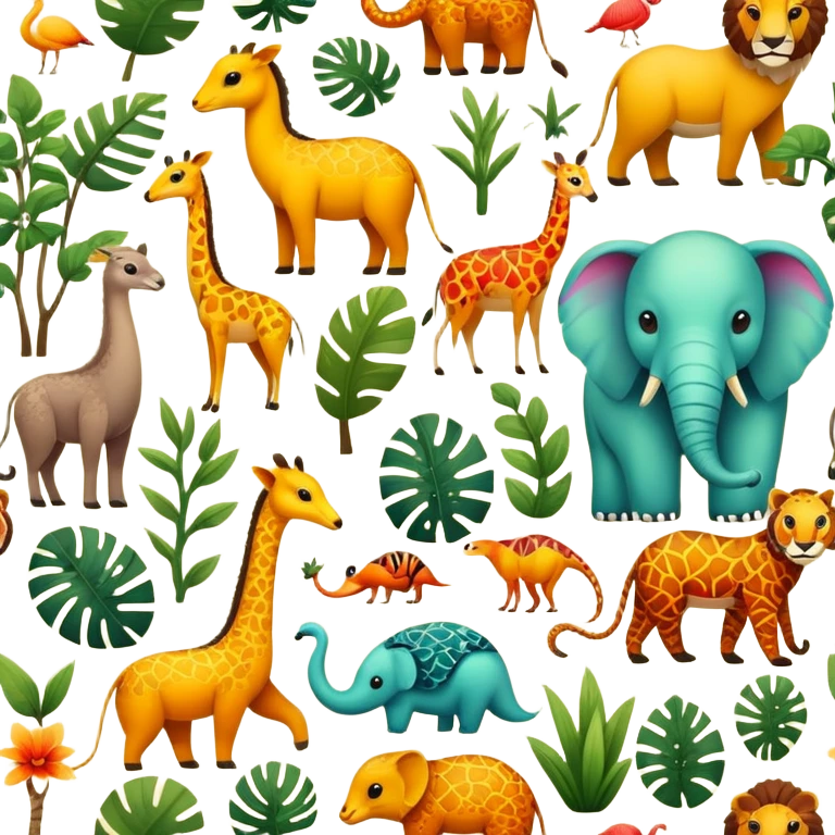 multiple exotic animals emoji