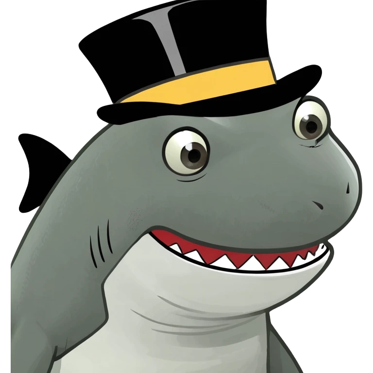 Shark with a top hat emoji