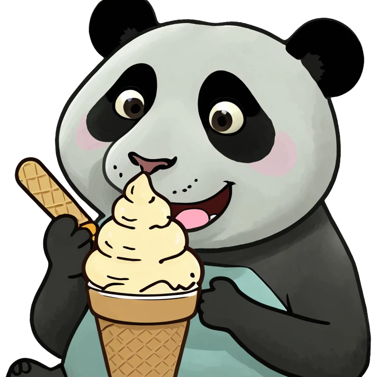 Panda eating ice cream emoji