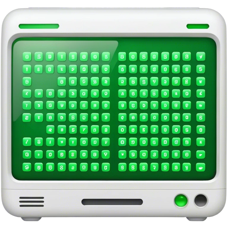 Cyber Security, A computer with binary characters encoded in green. emoji