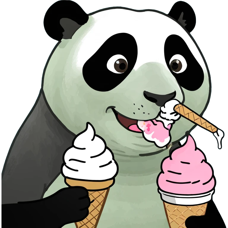 Panda eating ice cream emoji