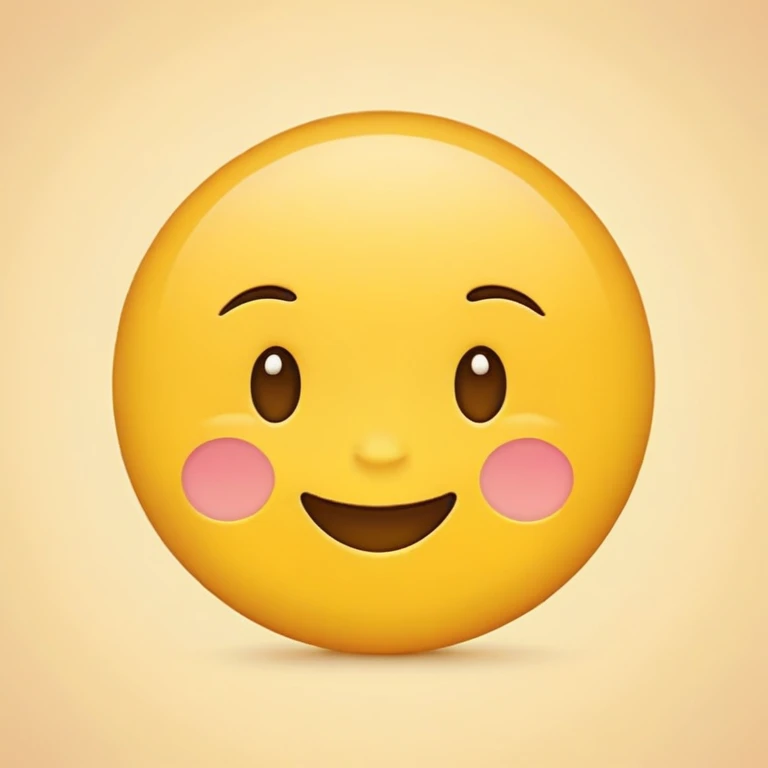 Make a standard yellow iPhone emoji with role eyes, blush on cheeks and a little smile emoji