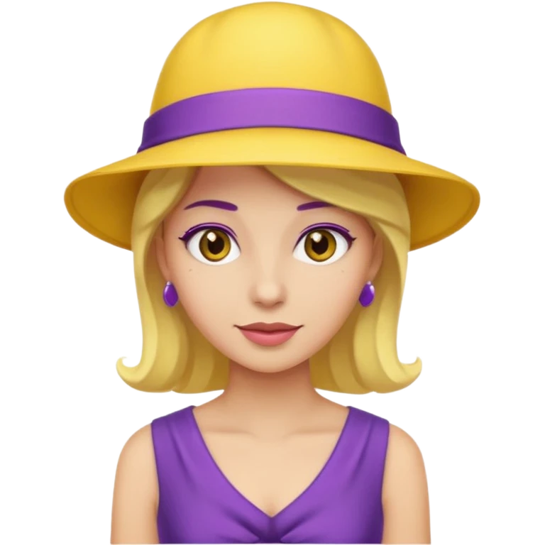 purple dress woman with yellow hat emoji