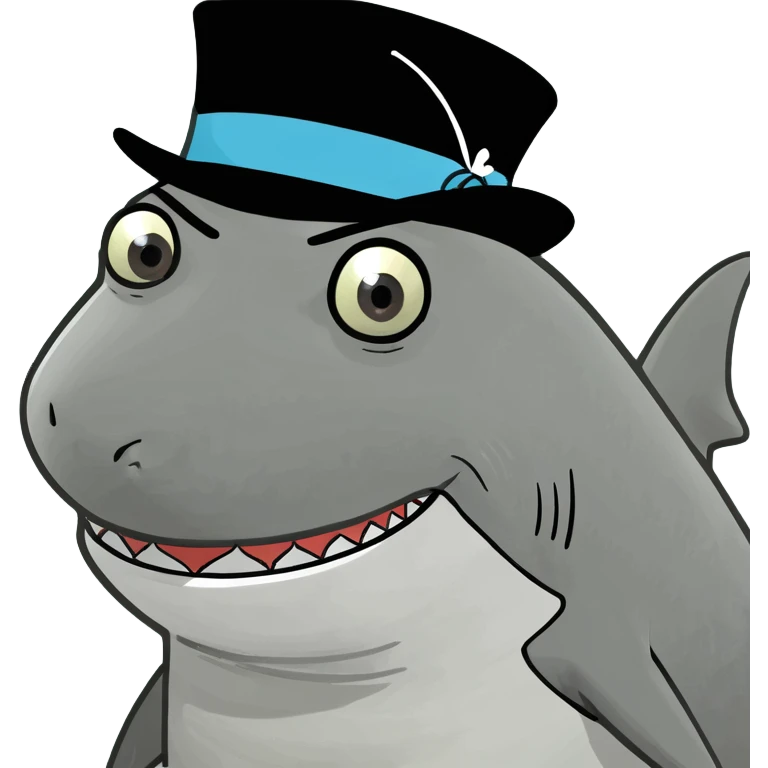 Shark with a top hat emoji