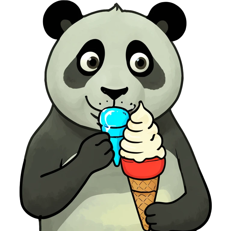 Panda eating ice cream emoji