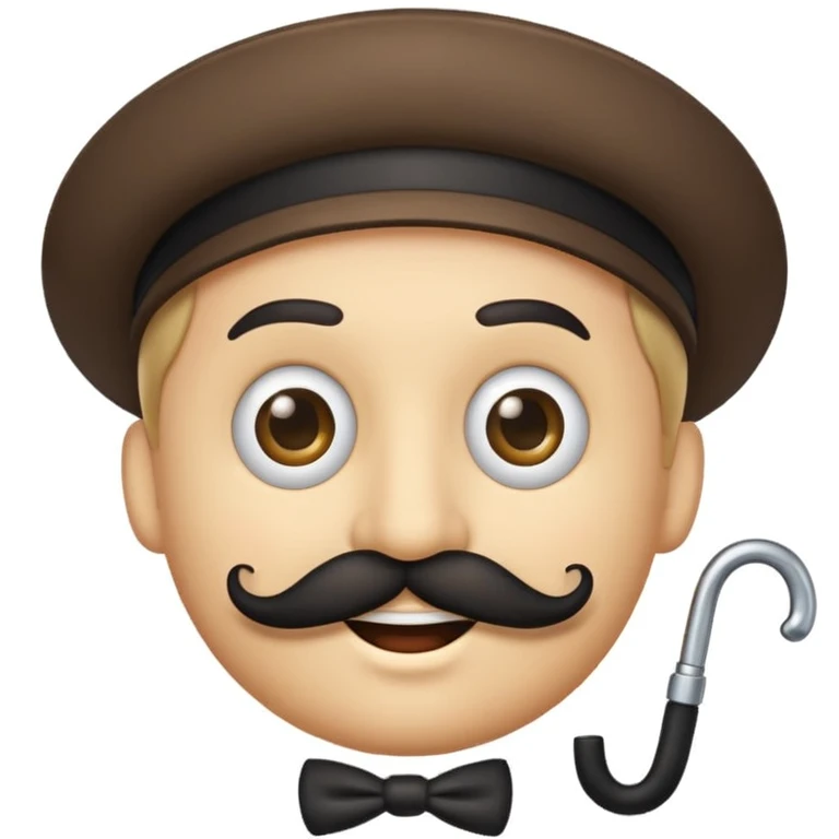 a smirking emoji with a twirly black mustache and a monocle emoji