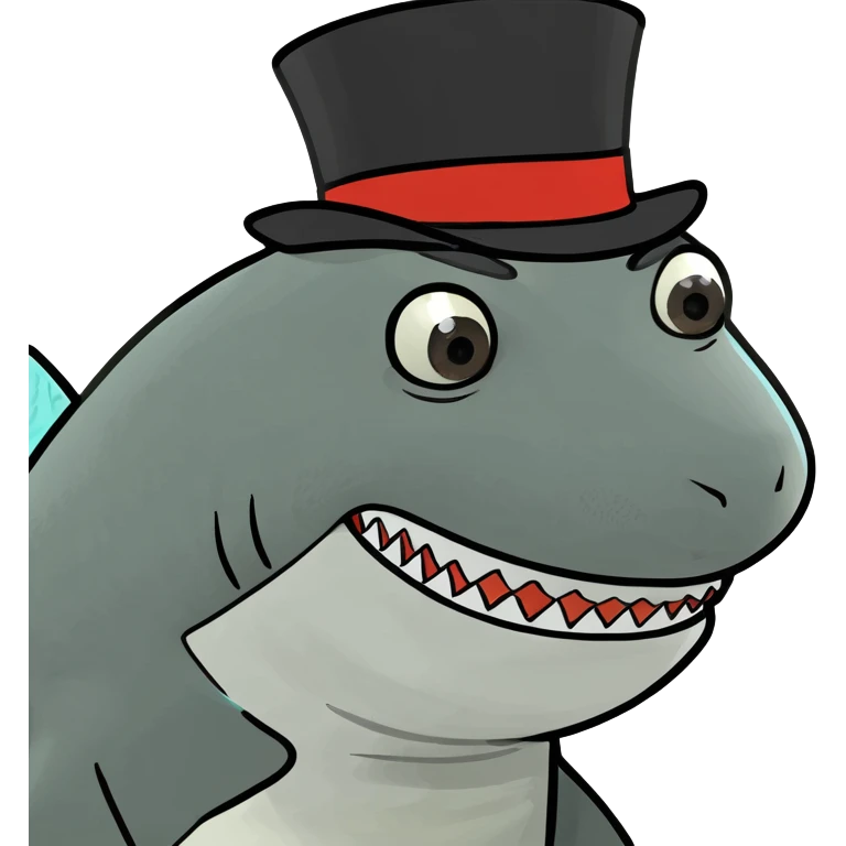 Shark with a top hat emoji