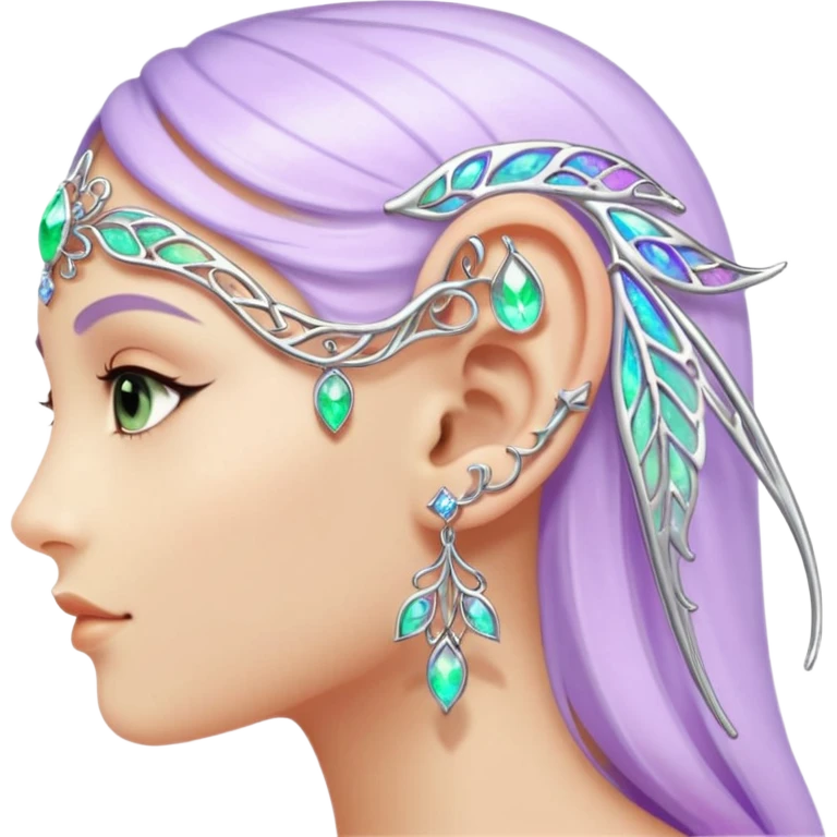 Elvish fae shiny sparkly iridescent translucent diaphanous ear climber ear cuff emoji