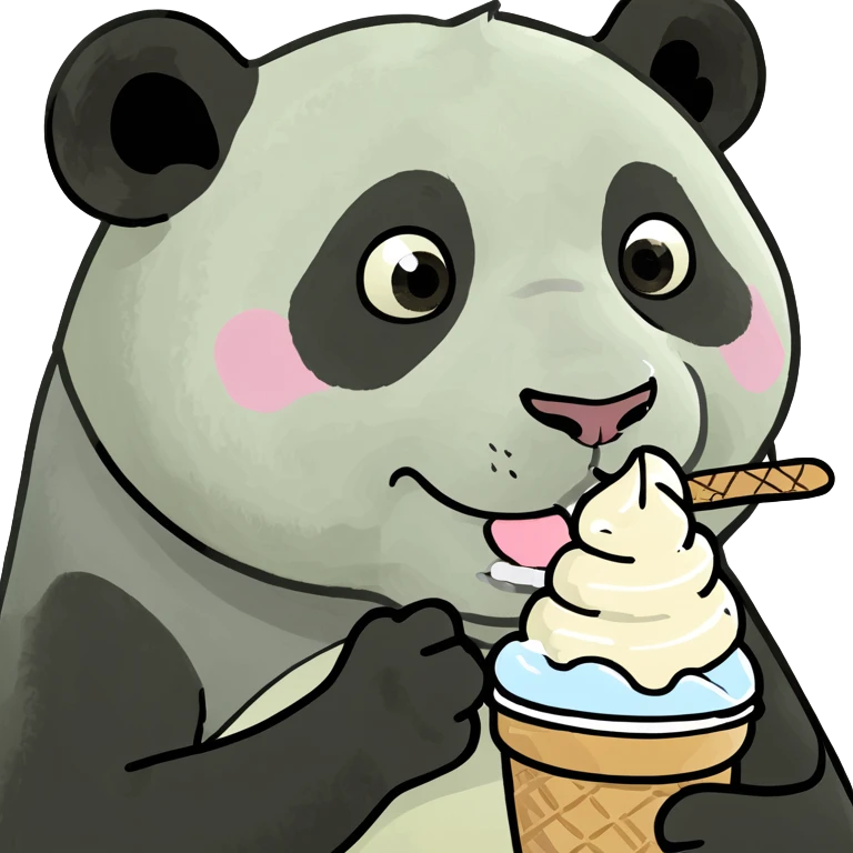 Panda eating ice cream emoji