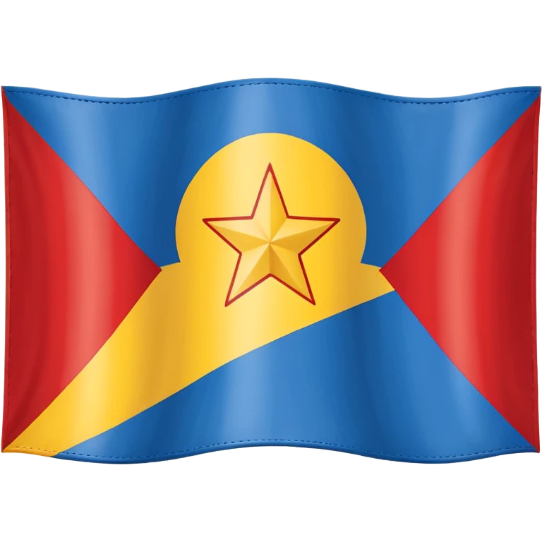 A rectangular flag with nine horizontal stripes alternating red and yellow, starting and ending with yellow. On the left side, a large blue triangle pointing to the center. Inside the blue triangle, a single white five-pointed star, centered and not surrounded by any circle or border. emoji