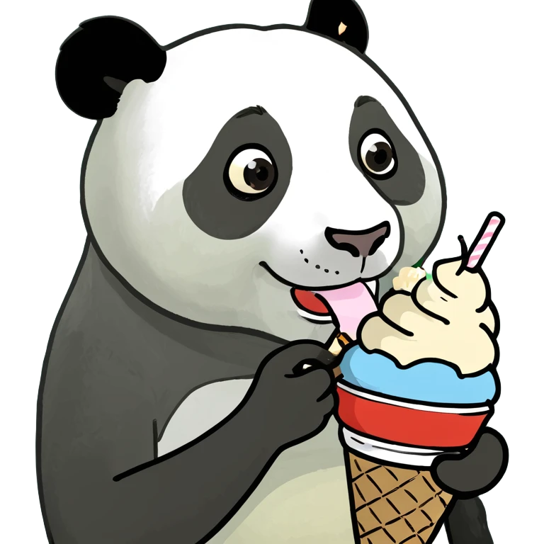 Panda eating ice cream emoji